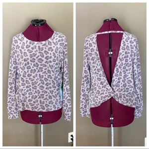 NWT Sweet & Sinful Leopard Print Open Back Sweater (Size L)